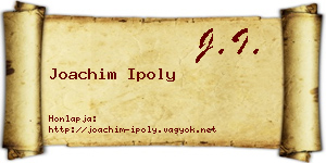 Joachim Ipoly névjegykártya